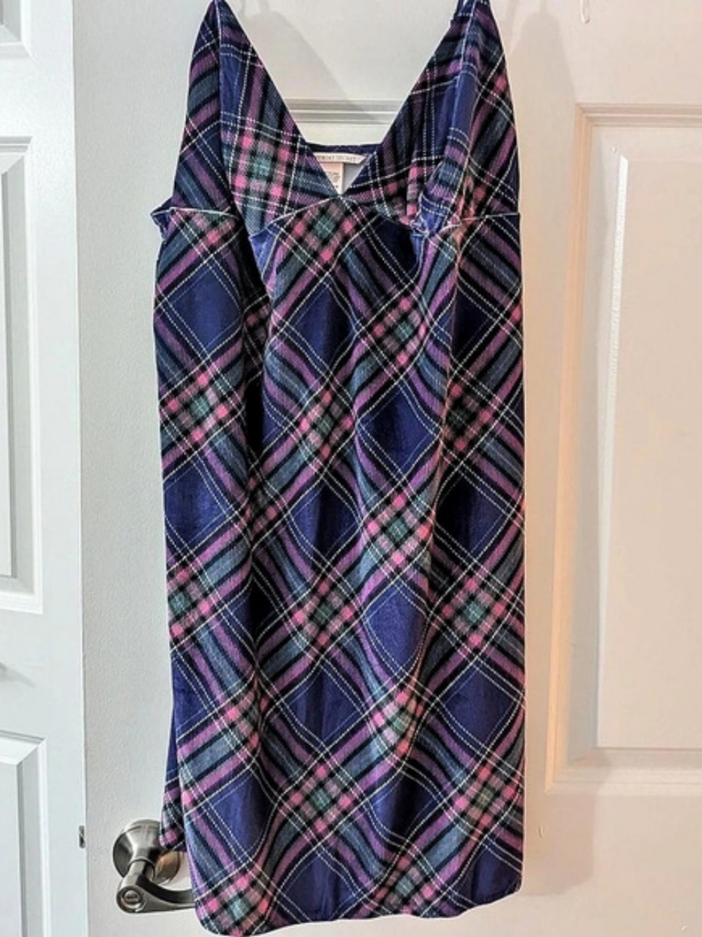 Victoria's Secret Velvet Plaid Slip Mini Dress